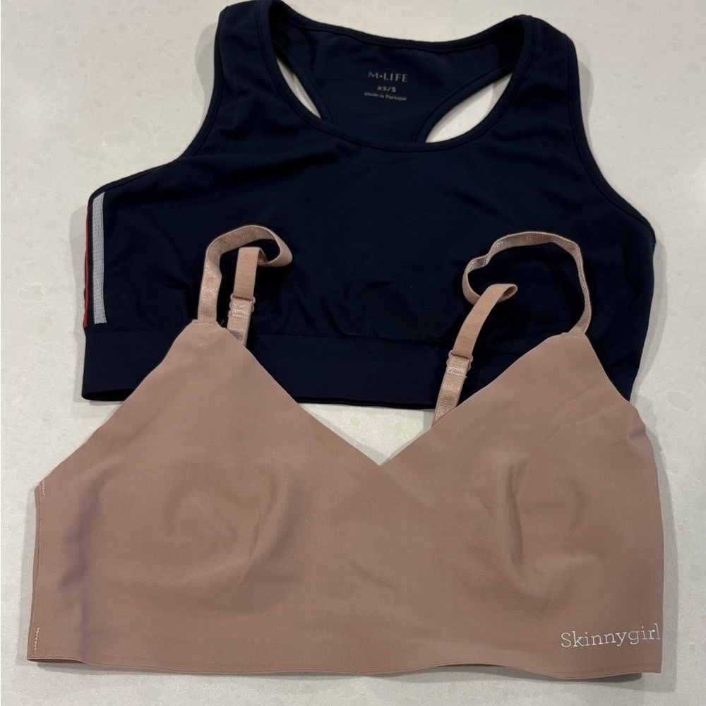 2-Piece Comfort Bra Bundle Skinnygirl Bralette & M- Life Sports Bra Size Small